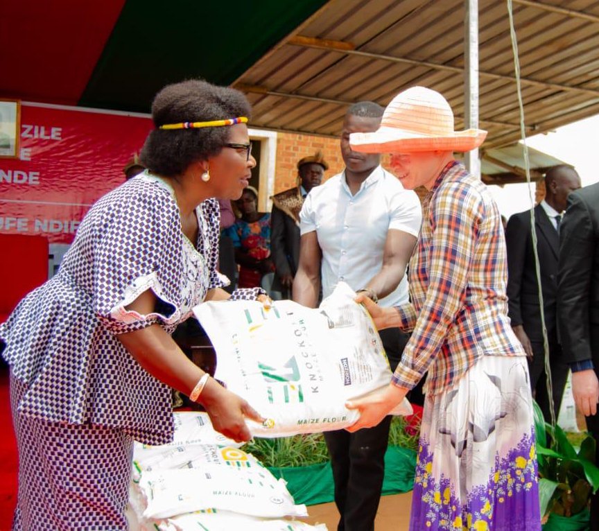 Maize flour donation to a person with albinism